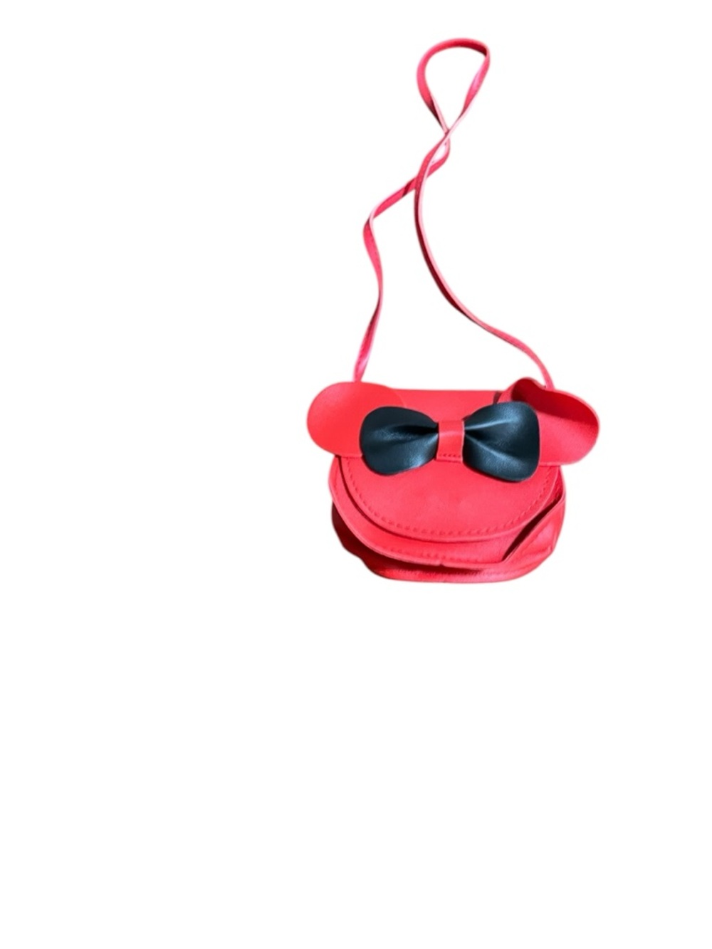 Kids Bright Red Crossbody Bag with Black Bow Accent